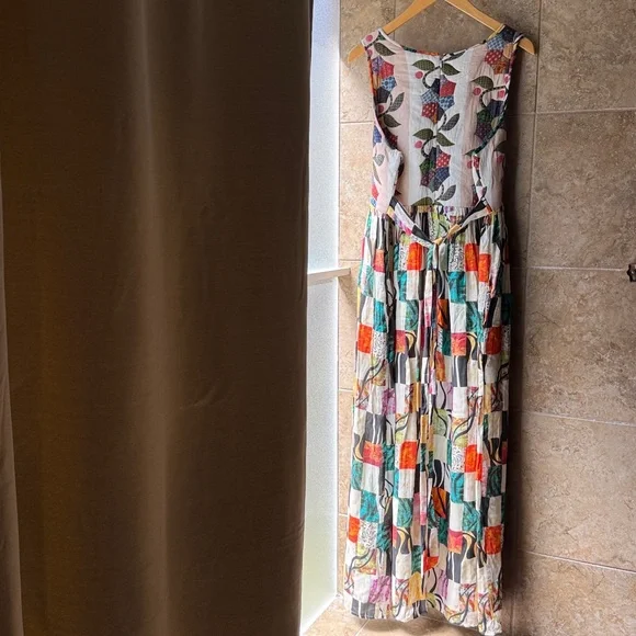 Let Me Be Quilted Patchwork Maxi Dress Anthropologie Sz L New With Tags Pockets! - Picture 3 of 16